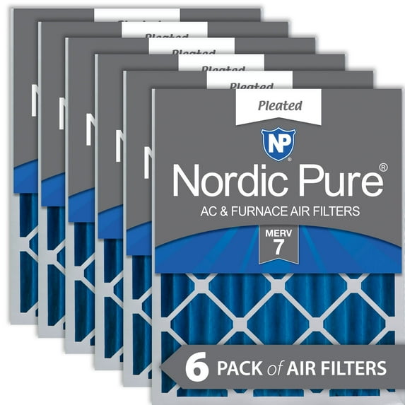 Nordic Pure 16x25x4 (3 5/8) Pleated MERV 7 Air Filters 6 Pack