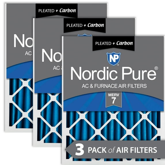 Nordic Pure 18x20x2 Pleated Air Filters MERV 7 Plus Carbon 3 Pack