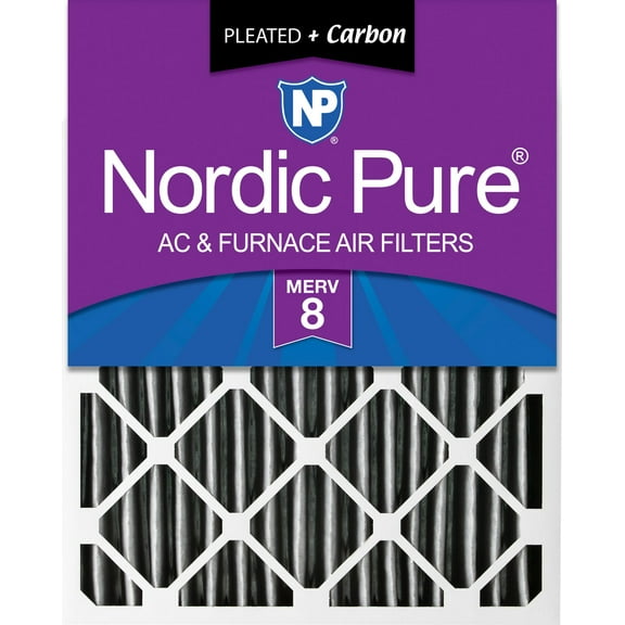 Nordic Pure 18x24x4 (3 5/8) Pleated Plus Carbon Air Filters MERV 8 1 Pack