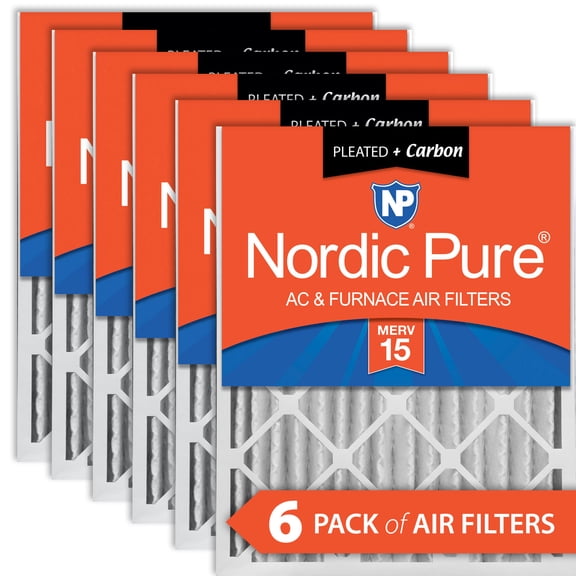 Nordic Pure 20x20x4 (3 5/8) Pleated Air Filters MERV 15 Plus Carbon 6 Pack