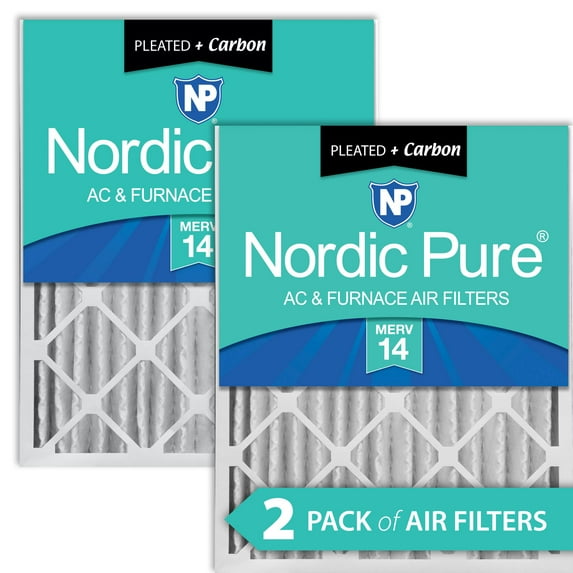 Nordic Pure 20x24x4 (3 5/8) Pleated Air Filters MERV 14 Plus Carbon 2 Pack