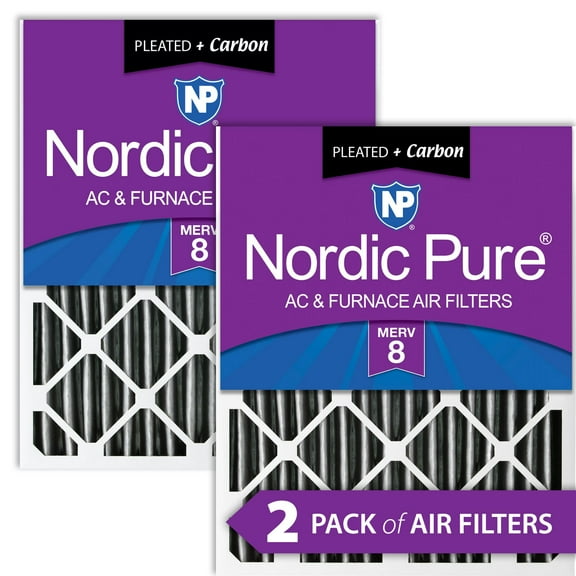 Nordic Pure 20x24x4 (3 5/8) Pleated Plus Carbon Air Filters MERV 8 2 Pack