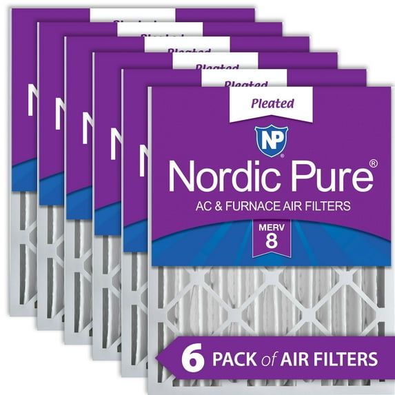 Nordic Pure 20x25x4 (3 5/8) Pleated MERV 8 Air Filters 6 Pack