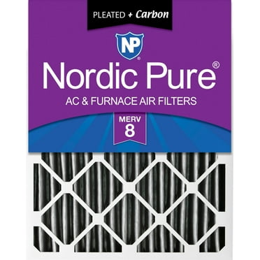 Nordic Pure 20x25x4 (3 5/8) Pleated Plus Carbon Air Filters MERV 8 1 Pack