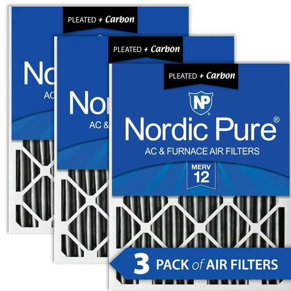 Nordic Pure 20x30x2 Furnace Air Filters MERV 12 Pleated Plus Carbon 3 Pack