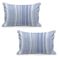 thumbnail image 1 of Nordic Quilted Pillowcover Set of 2, Vertical Geometric Pattern Scandinavian Style Chevron Zigzag Lines Flowers, Standard Queen Size Pillow Cover Bedroom, 36" x 20", Pale Blue and Blue, by Ambesonne, 1 of 1
