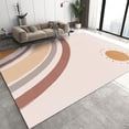 thumbnail image 1 of Nordic Rainbow Sun Area Rug, Mid-Century Boho Brown Abstract Lines Living Room Rug, Indoor Non-Slip Kids Rugs, Washable Breathable Durable Carpet For Front Entrance Floor Decor 5x8ft, 1 of 6
