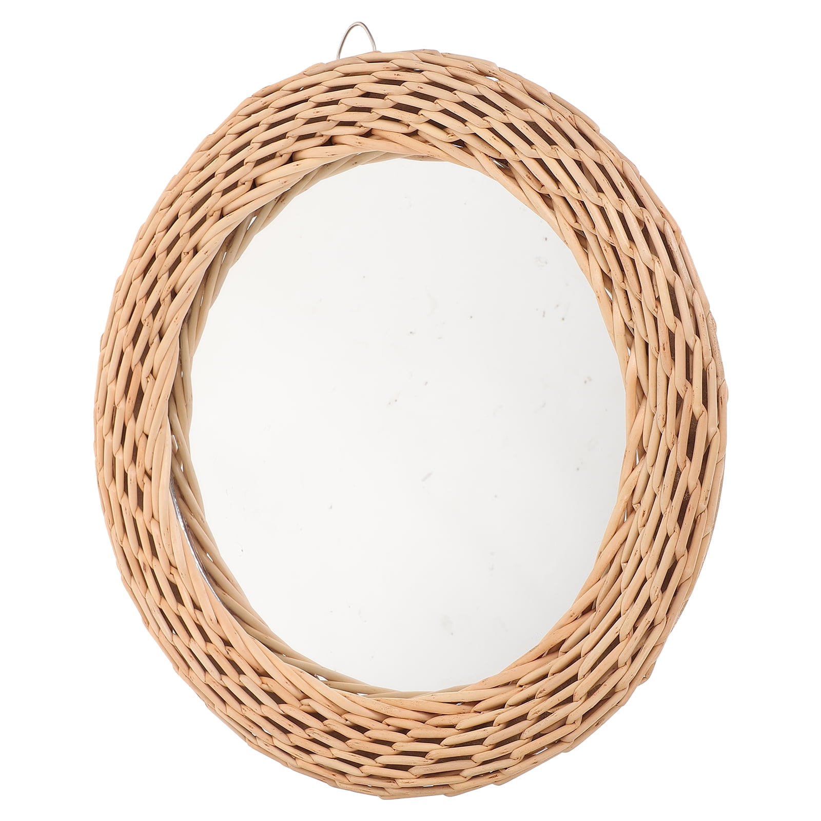 Hanging Wall Mirror Decorative Rattan Woven Bathroom Dressing Makeup Mirror