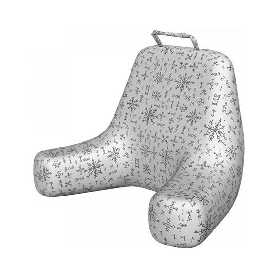 Nordic Reading Pillow Cover, Viking Runes and Talismans Scandinavian Symbols with the Futhark Alphabet, Unstuffed Printed Bed Rest Case from Soft Fabric, XL Size, Dark Grey and White, by Ambesonne