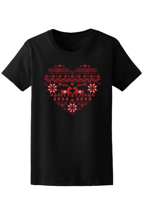 Nordic Reindeer Winter Sweater T-Shirt Women -Image by Shutterstock, Female Medium