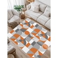 thumbnail image 1 of Nordic Retro Area Rug for Bedroom 5x7 Ft Orange Grey Geometric Abstract Art Super Soft fuzzy Throw Rug Non-Slip Fluffy Plush Indoor Floor Carpet for Living Room Nursery Home Decor, 1 of 8