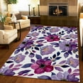 thumbnail image 1 of Nordic Retro Exquisite Area Rugs White Purple Flowers Indoor Non Slip Rug Art Home Decor Washable Carpet Bedroom Living Room Office Interior Decoration 5x7 Non-slip Soft Modern, 1 of 5