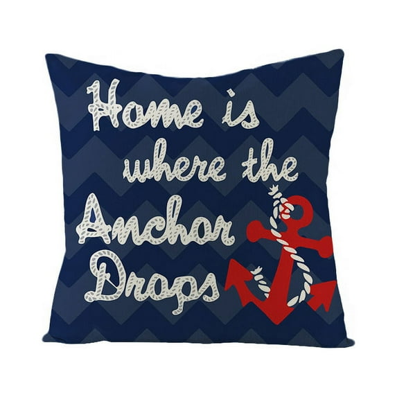 Nordic Retro Linen Printed Pillowcase Blue Anchor Animal Sofa Cushion Pillowcase Cross-border Household Goods