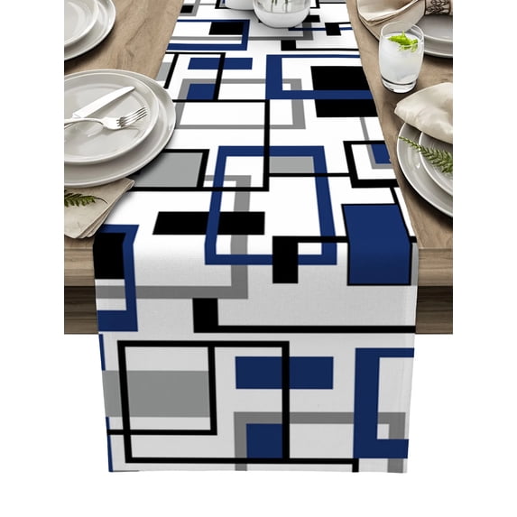 Nordic Retro Medieval Geometric Abstract Red Table Runner Home Wedding Table Mat Centerpieces Decoration Dining Long Tablecloth