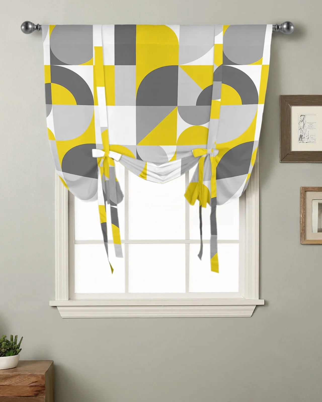 Nordic Retro Medieval Geometry Kitchen Short Window Curtain Rod Pocket ...