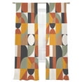 thumbnail image 1 of Nordic Retro Sheer Curtains 108 Inches Long 2 Panels Orange Black White Geometric Abstract Art Light Filtering Semi Sheer Window Curtains Drapes for Bedroom Living Room 52"x108"x2, 1 of 7