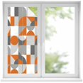 thumbnail image 1 of Nordic Retro Window Privacy Film Orange Grey Geometric Abstract Art Decorative Glass Window Film UV Blocking Static Cling Non-Adhesive Sticker Covering for Home Door 17.7 x 39.3 inches, 1 of 8