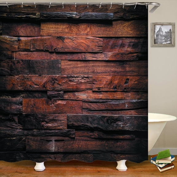 Nordic Retro style Wood Board Grain 3D Printing Shower Curtain With Polyester Waterproof Home Decor Curtains 180x180cm