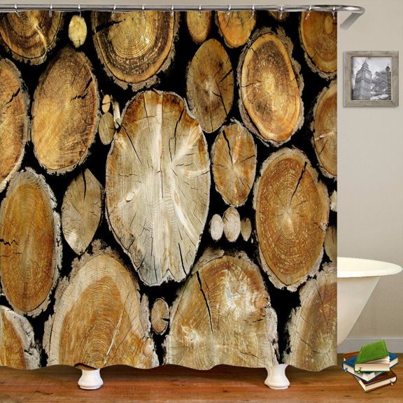 Nordic Retro style Wood Board Grain 3D Printing Shower Curtain With Polyester Waterproof Home Decor Curtains 180x180cm