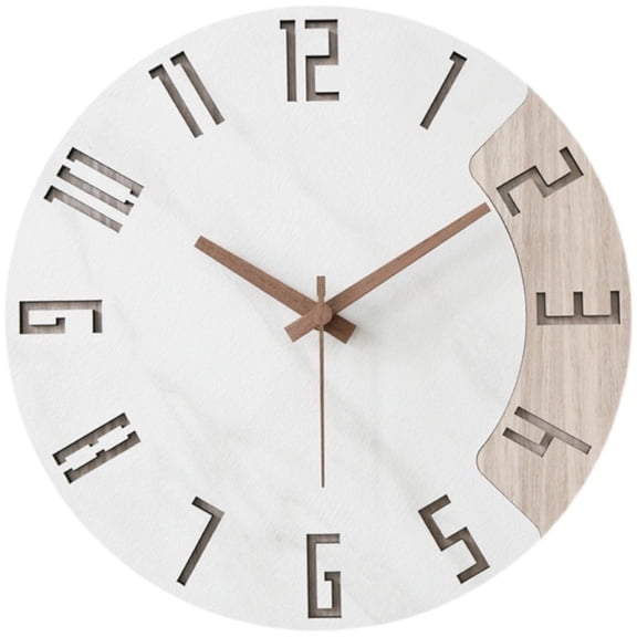 Nordic Round Stone-Pattern Wall Clock Silent Operation Battery Operated