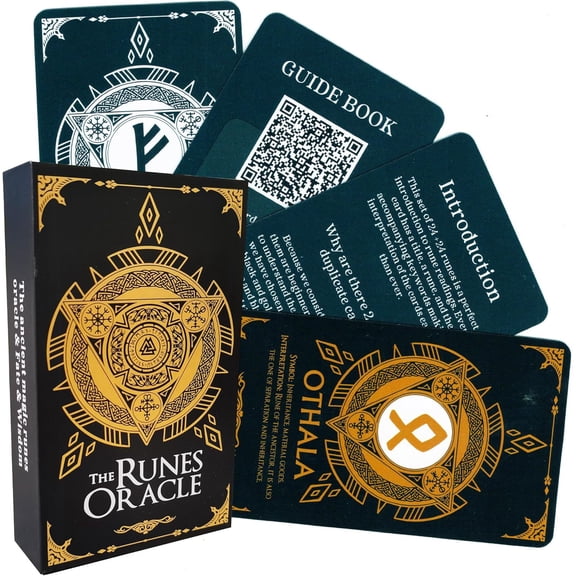 Nordic Runes Oracle Cards Ancient Symbol Meditation Self-Reflection Card Deck