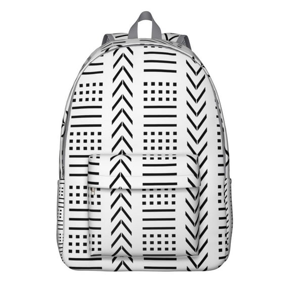 Nordic Rustic Style Backpack – Abstract Tribal-Inspired School Bookbag with Durable Oxford Material and Anti-theft Features