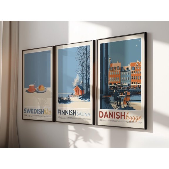 Nordic Set Danish Hygge Swedish Fika Finnish Sauna Art Set