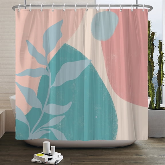 Nordic Shower Curtain Modern Abstract Boho Bathroom Curtains Tropical Leaves Pal