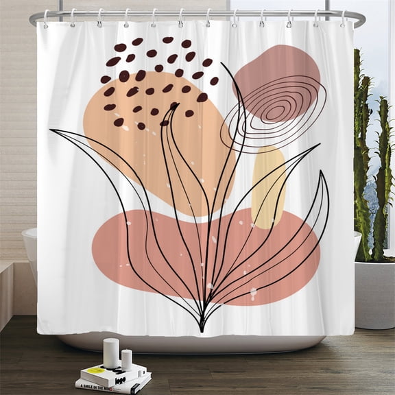 Nordic Shower Curtain Modern Abstract Boho Bathroom Curtains Tropical Leaves Pal