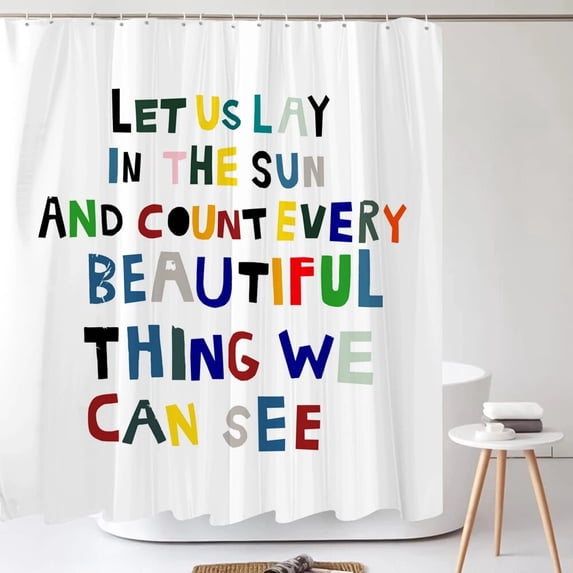 Nordic Simple Art Words Shower Curtain Minimalist White Print Bath Bathtub Curtain Waterproof Polyester Bathroom Curtain Decor
