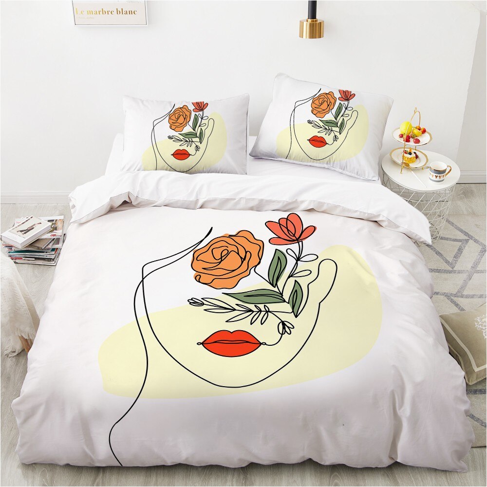 Nordic Simple Continuous Line Drawing Duvet Cover ArtPainting Bedding