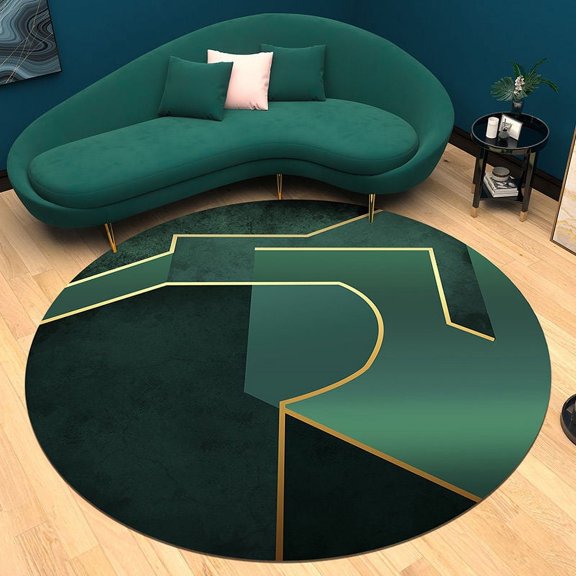 Nordic Simple Green Round Carpets Modern Living Room Sofa Coffee Tables Rug Light Luxury Style Bedroom Carpet Study Balcony Rugs