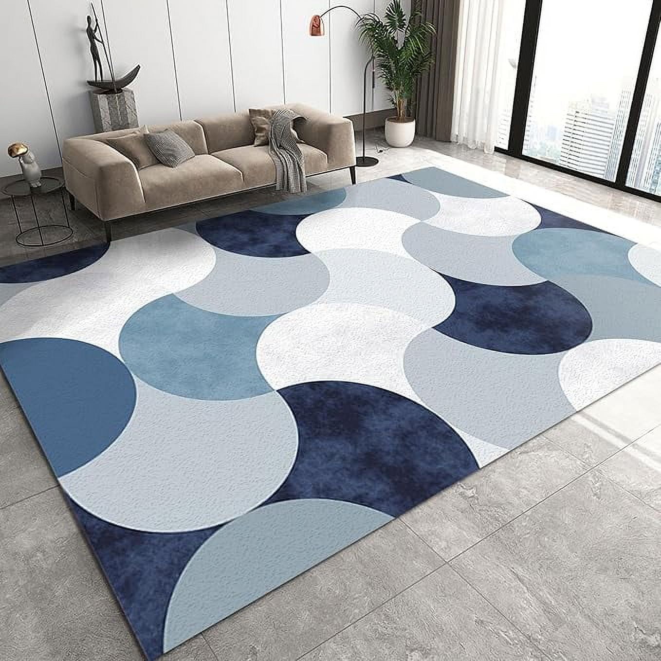 Nordic Simple Rugs For Bedroom Throw, Abstract Blue Gradient Geometry ...