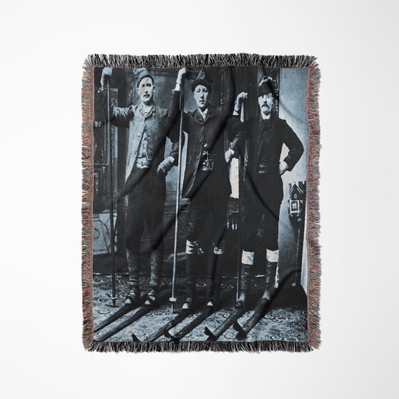 Nordic Ski Club Cyan, Woven Blanket