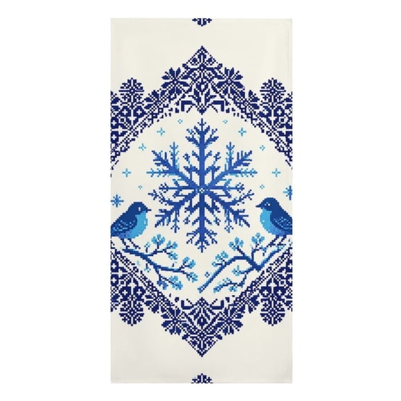 Nordic Snowflake Birds Microfiber Beach Towel Absorbent Compact Towels for Swimming Pool Beach Travel Things for Vacation Essentials Adult Gift,61.430.3Inch