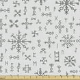 thumbnail image 1 of Ambesonne Nordic Fabric by the Yard Upholstery, Viking Runes and Talismans, 2 Yards, Dark Grey and White, 1 of 4