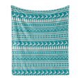 thumbnail image 1 of Nordic Soft Flannel Fleece Blanket, Christmas Elements Trees Stars Reindeers and Candy Canes Vintage Illustration, Cozy Plush for Indoor and Outdoor Use, 50" x 70", Turquoise Cream, by Ambesonne, 1 of 5