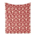 thumbnail image 1 of Nordic Soft Flannel Fleece Blanket, Nordic Stitch Skull Pattern with Snowflakes and Floral Design Ornamental Knit Design, Cozy Plush for Indoor and Outdoor Use, 70" x 90", Red Beige, by Ambesonne, 1 of 5