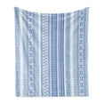 thumbnail image 1 of Nordic Soft Flannel Fleece Blanket, Vertical Geometric Pattern Scandinavian Style Chevron Zigzag Lines Flowers, Cozy Plush for Indoor and Outdoor Use, 50" x 60", Pale Blue and Blue, by Ambesonne, 1 of 5