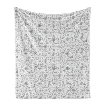 Nordic Soft Flannel Fleece Blanket, Viking Runes and Talismans Scandinavian Symbols with the Futhark Alphabet, Cozy Plush for Indoor and Outdoor Use, 50" x 60", Dark Grey and White, by Ambesonne