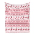 thumbnail image 1 of Nordic Soft Flannel Fleece Blanket, Winter Christmas Ornamental Illustration with Snowflakes Reindeers Animal Pattern, Cozy Plush for Indoor and Outdoor Use, 50" x 70", Coral White, by Ambesonne, 1 of 5