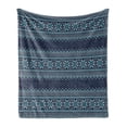 thumbnail image 1 of Nordic Soft Flannel Fleece Throw Blanket, Simplistic Pattern with Chevron Herringbone Abstract Snowflake Print, Cozy Plush for Indoor and Outdoor Use, 60" x 80", Turquoise and Dark Blue, by Ambesonne, 1 of 5
