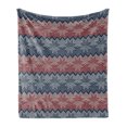 thumbnail image 1 of Nordic Soft Flannel Fleece Throw Blanket, Traditional Knitting Motif with Retro Style Floral Old Fashion Image, Cozy Plush for Indoor and Outdoor Use, 70" x 90", Dark Blue Coconut, by Ambesonne, 1 of 5