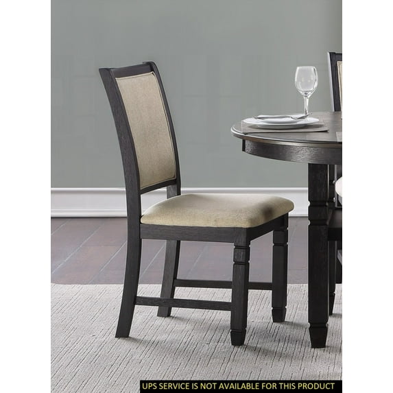 Nordic Solid Wood Dining Chairs - 2-Pack Black Finish & Beige Fabric