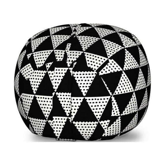 Nordic Storage Toy Bag Chair, Modern and Monochrome Geometric Minimalist Composition with Triangles and Dots, Stuffed Animal Organizer Washable Bag, Small Size, Black and White, by Ambesonne