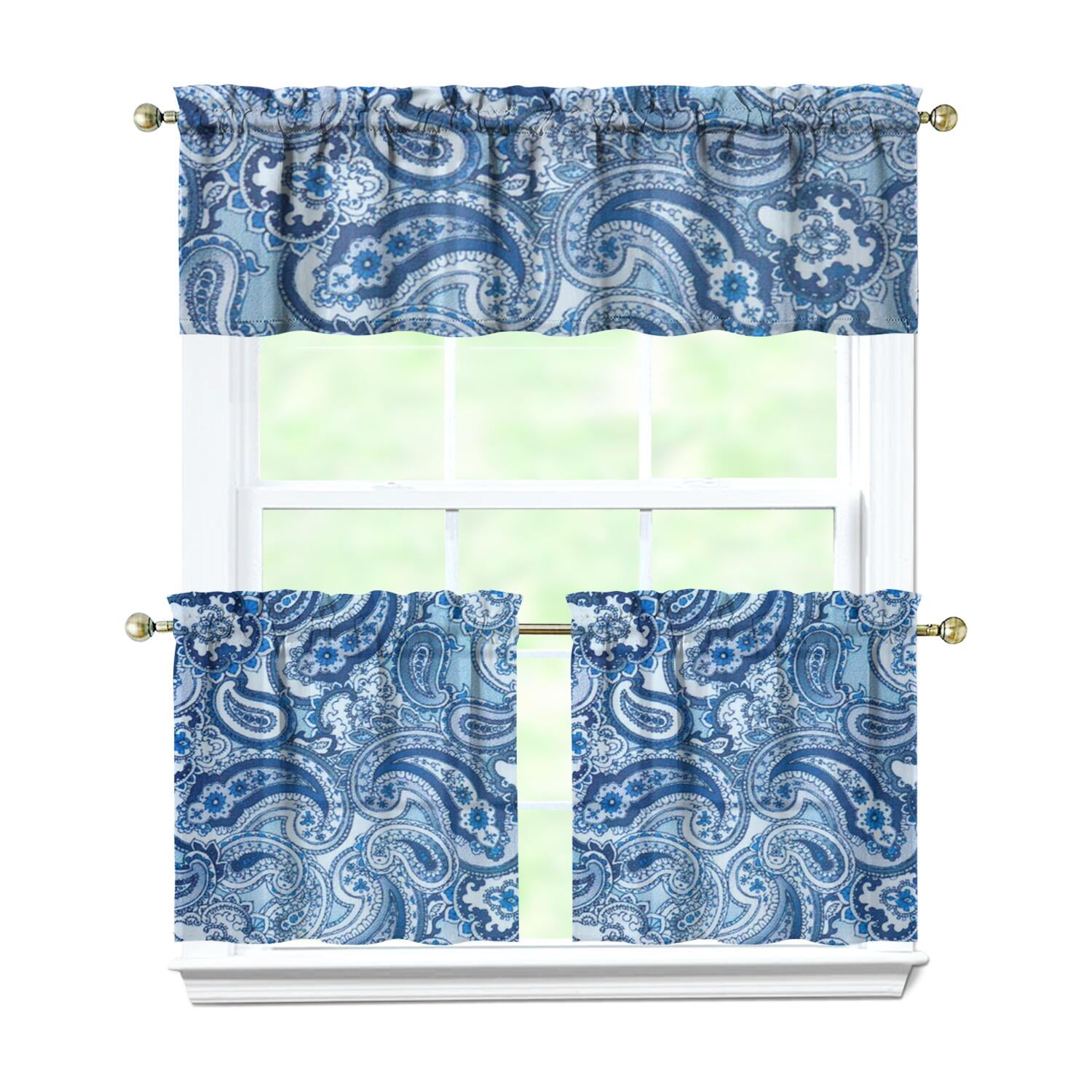 Earthy Window Screen Nordic Style 3 PCS Window Curtains - Symmetrical Earthy Natural Tones ...