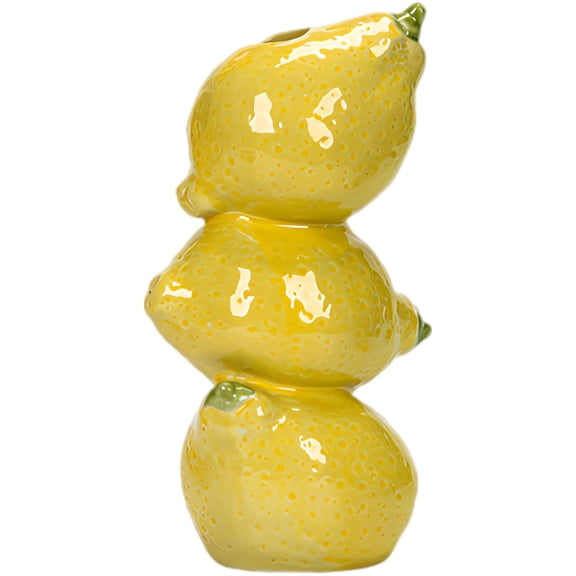 Nordic Style 3D Lemon Ceramic Bud Vase, Unique Stacked Porcelain Decorative Figurine, Bright Glazed Art Modern Dining Table Centerpiece for Home Living Room Bedroom