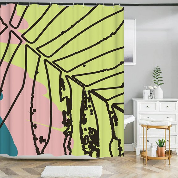 Nordic Style Abstract Art leaves Shower Curtain Waterproof Polyester Bath Curtain Morandi Color Block Curtain For Bathroom Decor
