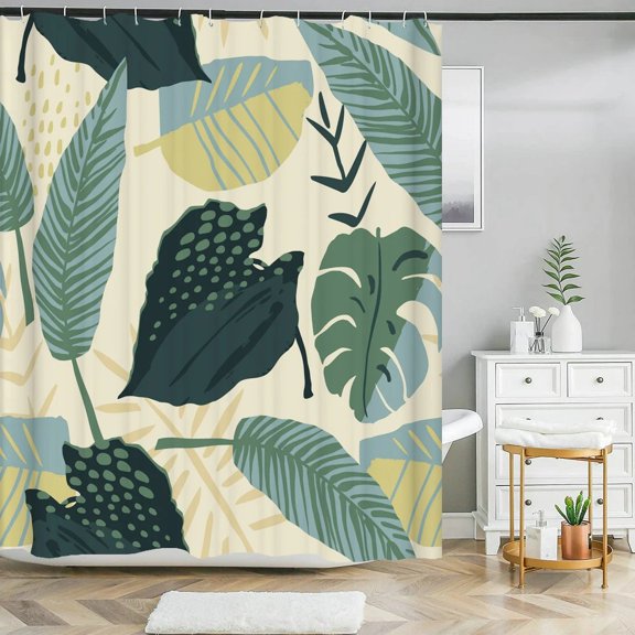 Nordic Style Abstract Art leaves Shower Curtain Waterproof Polyester Bath Curtain Morandi Color Block Curtain For Bathroom Decor