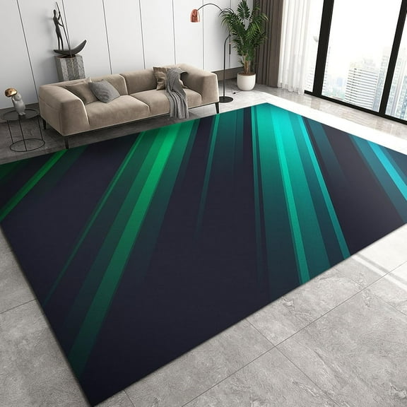 Nordic Style Area Rugs, Geometry Stripes Northern Lights Indoor Carpet, Modern Non-Slip Hallway Doormat Washable Rug for Home Living Room Bedroom Office Decor Mats 4ft x 5ft